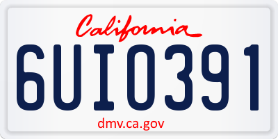 CA license plate 6UIO391