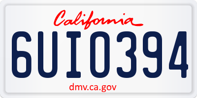 CA license plate 6UIO394