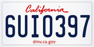 CA license plate 6UIO397