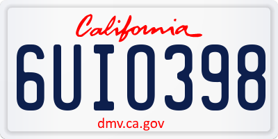 CA license plate 6UIO398