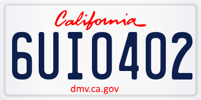 CA license plate 6UIO402