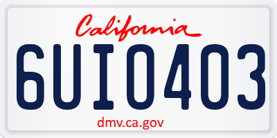 CA license plate 6UIO403