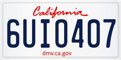 CA license plate 6UIO407