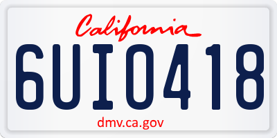 CA license plate 6UIO418