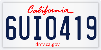 CA license plate 6UIO419