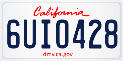 CA license plate 6UIO428