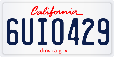 CA license plate 6UIO429