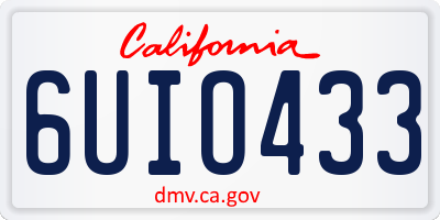 CA license plate 6UIO433