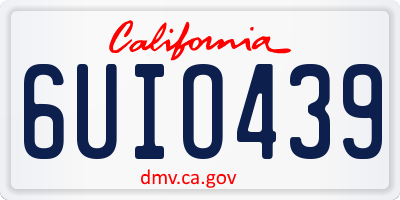 CA license plate 6UIO439