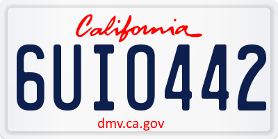 CA license plate 6UIO442