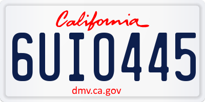 CA license plate 6UIO445