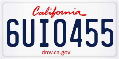 CA license plate 6UIO455