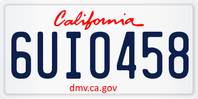 CA license plate 6UIO458