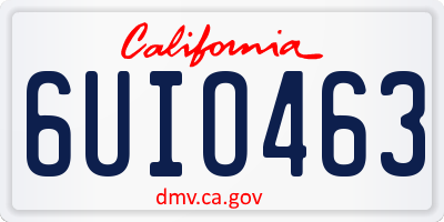 CA license plate 6UIO463