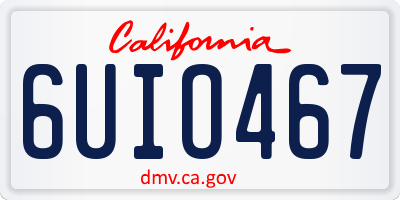 CA license plate 6UIO467