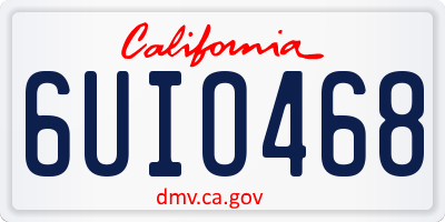 CA license plate 6UIO468