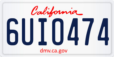 CA license plate 6UIO474