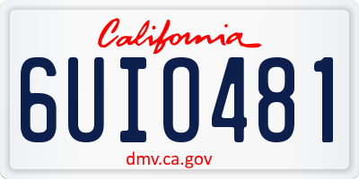 CA license plate 6UIO481