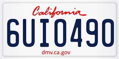 CA license plate 6UIO490