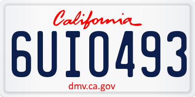 CA license plate 6UIO493