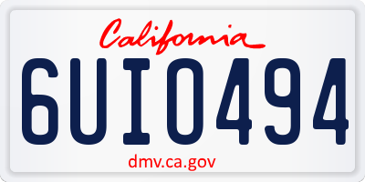 CA license plate 6UIO494