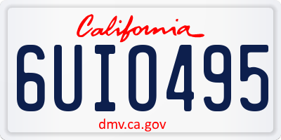 CA license plate 6UIO495
