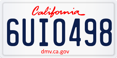 CA license plate 6UIO498