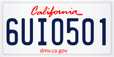CA license plate 6UIO501