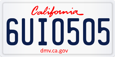 CA license plate 6UIO505