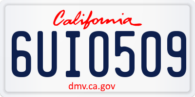 CA license plate 6UIO509