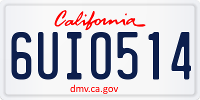 CA license plate 6UIO514