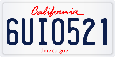 CA license plate 6UIO521