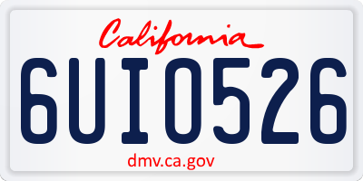CA license plate 6UIO526