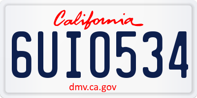 CA license plate 6UIO534