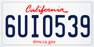 CA license plate 6UIO539
