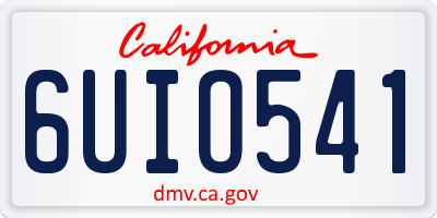 CA license plate 6UIO541