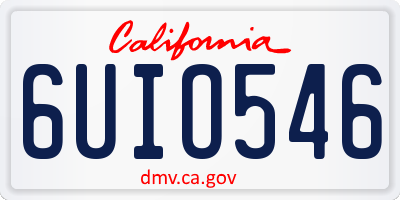 CA license plate 6UIO546