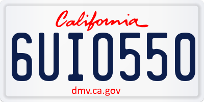 CA license plate 6UIO550