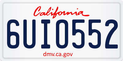 CA license plate 6UIO552