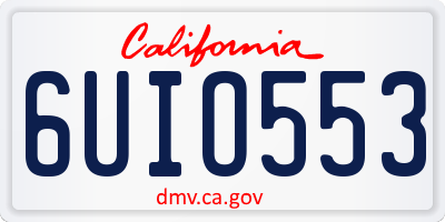 CA license plate 6UIO553