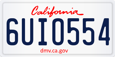 CA license plate 6UIO554