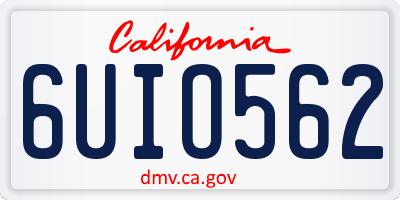 CA license plate 6UIO562