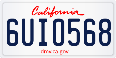 CA license plate 6UIO568