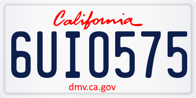 CA license plate 6UIO575