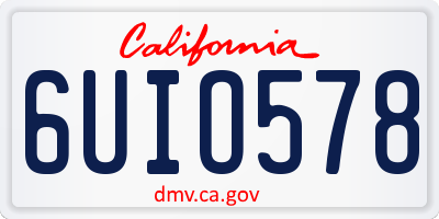 CA license plate 6UIO578