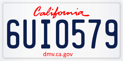 CA license plate 6UIO579