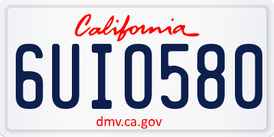 CA license plate 6UIO580