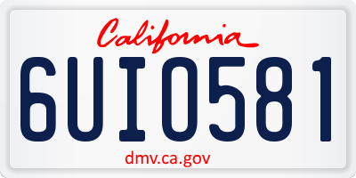 CA license plate 6UIO581