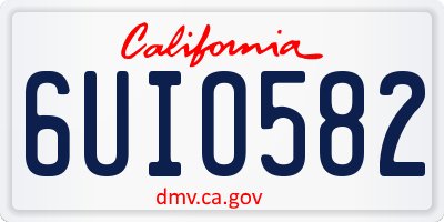 CA license plate 6UIO582