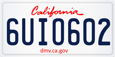 CA license plate 6UIO602